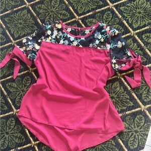 Floral Embroidered Pink Top